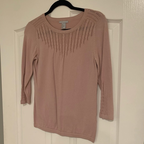 Pale pink sweater with 3/4 sleeves H&M size S - Picture 3 of 4